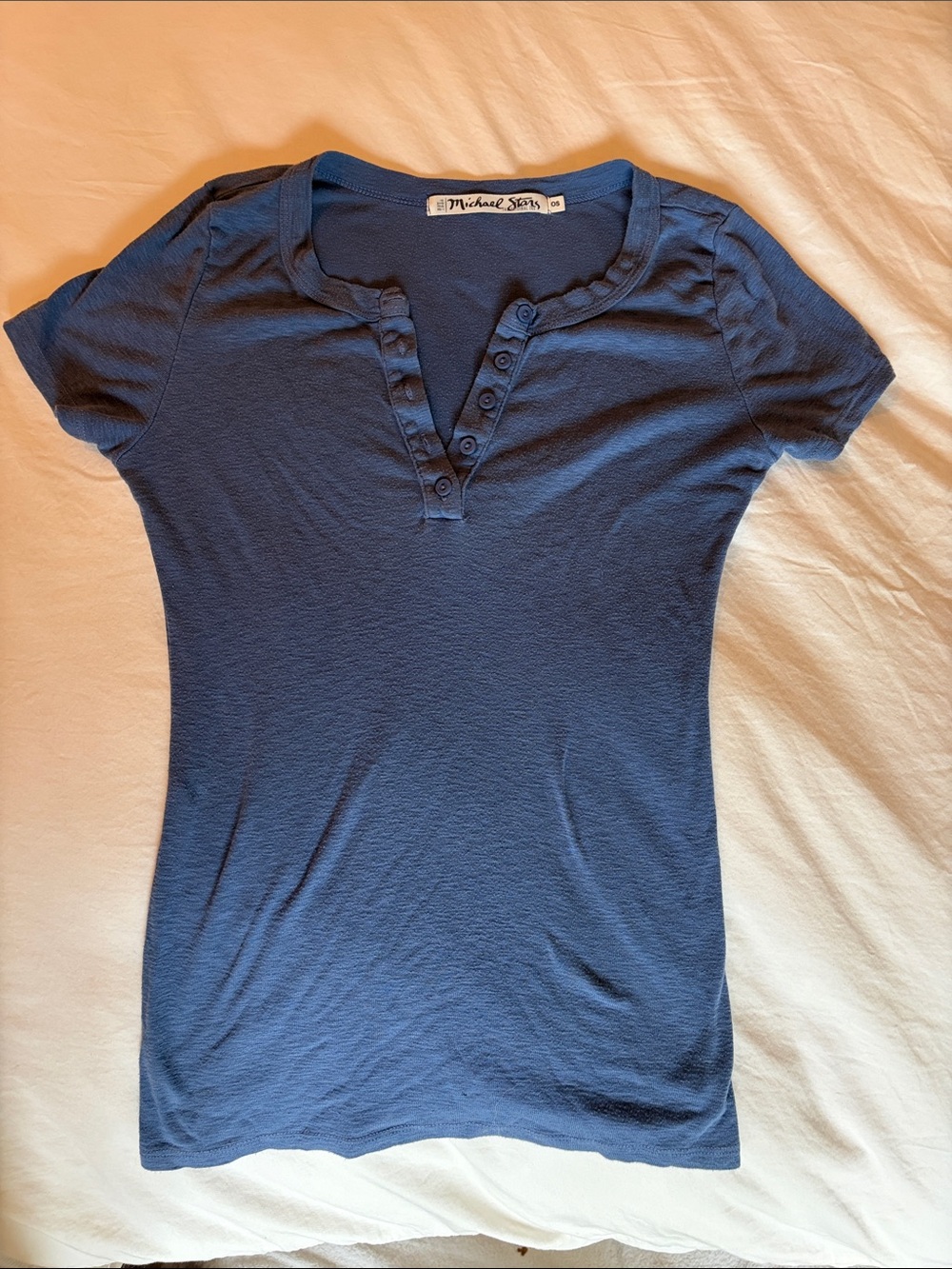 Michael Stars Indigo Blue Short-Sleeve Henley Tee